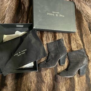 Rag & Bone Black Suede Heeled Booties - Size 8.5